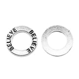 WYSIWYG 10pcs Believe Circle Pendant Charms DIY Jewelry Making Jewelry Finding Antique Silver Color 14mm