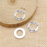 WYSIWYG 10pcs Believe Circle Pendant Charms DIY Jewelry Making Jewelry Finding Antique Silver Color 14mm