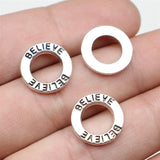 WYSIWYG 10pcs Believe Circle Pendant Charms DIY Jewelry Making Jewelry Finding Antique Silver Color 14mm