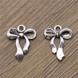 WYSIWYG 10pcs Bow Charms For Jewelry Making 17x22mm Antique Silver Color Accessories