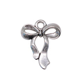 WYSIWYG 10pcs Bow Charms For Jewelry Making 17x22mm Antique Silver Color Accessories