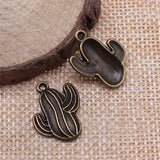 WYSIWYG 10pcs Cactus Charms Pendant DIY Metal Jewelry Making 2 Colors Antique Silver Color Antique Bronze Color 21x14mm
