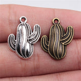 WYSIWYG 10pcs Cactus Charms Pendant DIY Metal Jewelry Making 2 Colors Antique Silver Color Antique Bronze Color 21x14mm