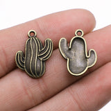 WYSIWYG 10pcs Cactus Charms Pendant DIY Metal Jewelry Making 2 Colors Antique Silver Color Antique Bronze Color 21x14mm
