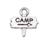 WYSIWYG 10pcs Camp Camping Signs Charms Pendant Diy Metal Jewelry Making Antique Silver Color 12x13mm EF3758