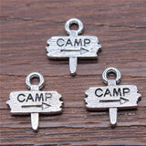 WYSIWYG 10pcs Camp Camping Signs Charms Pendant Diy Metal Jewelry Making Antique Silver Color 12x13mm EF3758