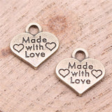 WYSIWYG 10pcs Charms 15x15mm Made With Love Pendants For DIY Jewelry Making Jewelry Findings Antique Bronze Color Alloy Charms