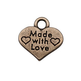WYSIWYG 10pcs Charms 15x15mm Made With Love Pendants For DIY Jewelry Making Jewelry Findings Antique Bronze Color Alloy Charms