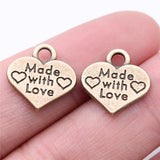 WYSIWYG 10pcs Charms 15x15mm Made With Love Pendants For DIY Jewelry Making Jewelry Findings Antique Bronze Color Alloy Charms