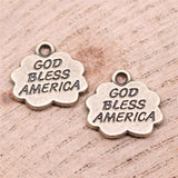 WYSIWYG 10pcs Charms 16x15mm God Bless America Pendants For DIY Jewelry Making Antique Bronze Color Alloy Charms