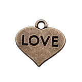 WYSIWYG 10pcs Charms 16x15mm Love Heart Pendants For DIY Jewelry Making Jewelry Findings Antique Bronze Color Alloy Charms