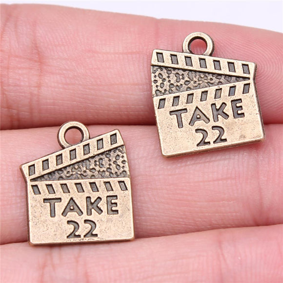 WYSIWYG 10pcs Charms 18x16mm Filming Scene Pendants For DIY Jewelry Making Jewelry Findings Antique Bronze Color Alloy Charms
