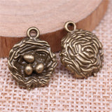 WYSIWYG 10pcs Charms 19x15mm Bird's Nest Bird Egg Charms For Jewelry Making DIY Jewelry Findings Alloy Charms Pendant