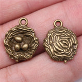 WYSIWYG 10pcs Charms 19x15mm Bird's Nest Bird Egg Charms For Jewelry Making DIY Jewelry Findings Alloy Charms Pendant