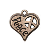 10pcs Charms 20x19mm Heart-Shaped Peace Symbol Pendants For DIY Jewelry Making Antique Bronze Color Alloy Charms EF4124