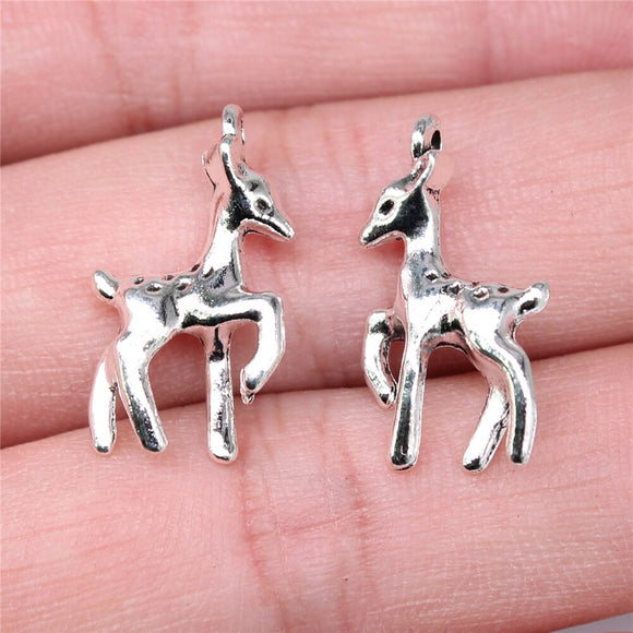 WYSIWYG 10pcs Charms 22x12mm Deer Charms For Jewelry Making DIY Jewelry Findings Antique Silver Color Alloy Charms Pendant