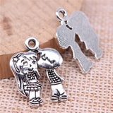 WYSIWYG 10pcs Charms 22x17mm Couple Charms For Jewelry Making DIY Jewelry Findings Antique Silver Color Alloy Charms Pendant