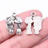WYSIWYG 10pcs Charms 22x17mm Couple Charms For Jewelry Making DIY Jewelry Findings Antique Silver Color Alloy Charms Pendant
