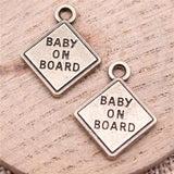 WYSIWYG 10pcs Charms 23x19mm Baby On Board Pendants For DIY Jewelry Making Jewelry Findings Antique Bronze Color Alloy Charms