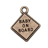 WYSIWYG 10pcs Charms 23x19mm Baby On Board Pendants For DIY Jewelry Making Jewelry Findings Antique Bronze Color Alloy Charms