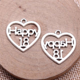 WYSIWYG 10pcs Charms 23x22mm Happy 18 Heart Charms For Jewelry Making DIY Jewelry Findings Antique Silver Color Pendant