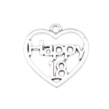 WYSIWYG 10pcs Charms 23x22mm Happy 18 Heart Charms For Jewelry Making DIY Jewelry Findings Antique Silver Color Pendant