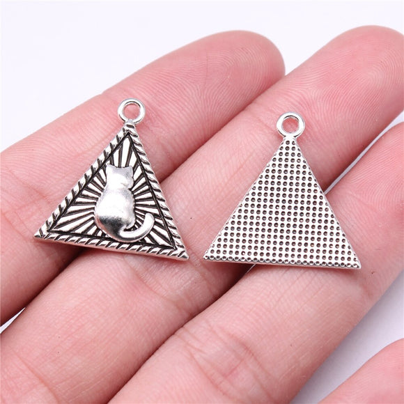 WYSIWYG 10pcs Charms 23x23mm Cat Triangle Charms For Jewelry Making DIY Jewelry Findings Charms Pendant