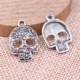 WYSIWYG 10pcs Charms 24x16mm Skull Charms For Jewelry Making DIY Jewelry Findings Antique Silver Color Alloy Charms Pendant EF0386