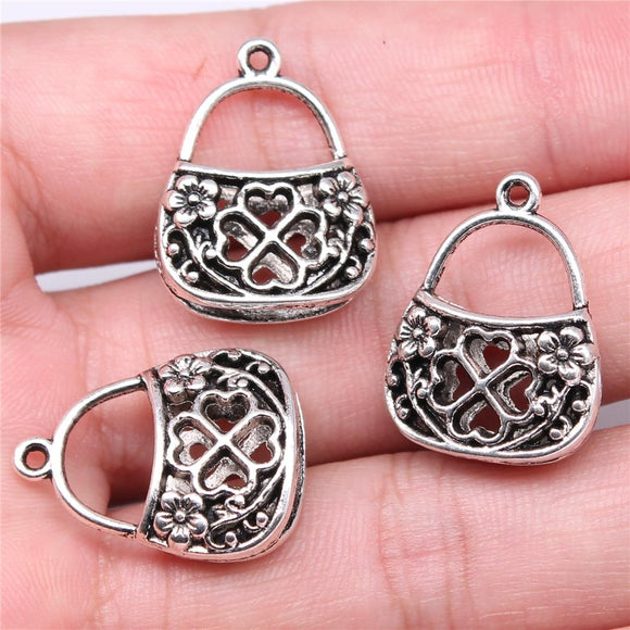 WYSIWYG 10pcs Charms 24x19mm Clover Bag Charms For Jewelry Making EF3672