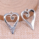 WYSIWYG 10pcs Charms 25x17mm Heart Charms For Jewelry Making DIY Jewelry Findings Antique Silver Color Alloy Charms Pendant