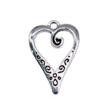 WYSIWYG 10pcs Charms 25x17mm Heart Charms For Jewelry Making DIY Jewelry Findings Antique Silver Color Alloy Charms Pendant