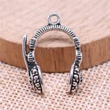 WYSIWYG 10pcs Charms 25x18mm Earphone Charms For Jewelry Making DIY Jewelry Findings Antique Silver Color Alloy Charms Pendant