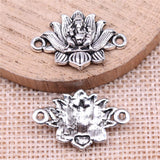 WYSIWYG 10pcs Charms 26x17mm Lotus Elephant Connector Charms For Jewelry Making DIY Jewelry Findings Antique Silver Color
