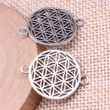 WYSIWYG 10pcs Charms 26x20mm Flower Of Life Connector Charms For Jewelry Making DIY Jewelry Findings Antique Silver Color EF3708