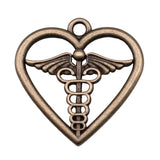 WYSIWYG 10pcs Charms 26x26mm Medical Scepter Heart Charms Pendant Antique Bronze Color For Jewelry Making DIY Jewelry Findings