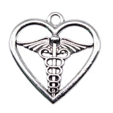 WYSIWYG 10pcs Charms 26x26mm Medical Scepter Heart Charms Pendant Antique Bronze Color For Jewelry Making DIY Jewelry Findings