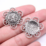 WYSIWYG 10pcs Charms 30x30mm Flower Connector Charms For Jewelry Making DIY Jewelry Findings Antique Silver Color Alloy Charms