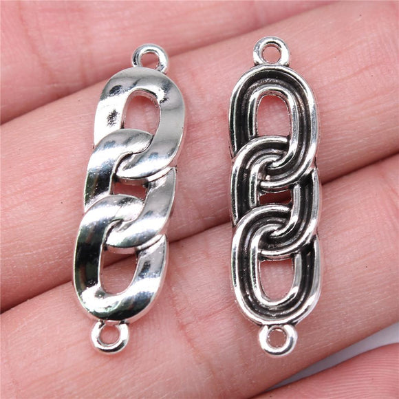 WYSIWYG 10pcs Charms 34x10mm Chain Link Charms For Jewelry Making DIY Jewelry Findings Antique Silver Color Alloy Charms Pendant