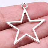WYSIWYG 10pcs Charms 36x33mm Hollow Star Charms For Jewelry Making DIY Jewelry Findings Antique Silver Color Alloy Charms