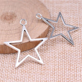 WYSIWYG 10pcs Charms 36x33mm Hollow Star Charms For Jewelry Making DIY Jewelry Findings Antique Silver Color Alloy Charms