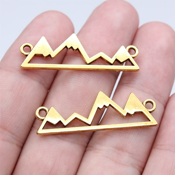 WYSIWYG 10pcs Charms 38x12mm Snow Mountain Connector Charms For Jewelry Making DIY Antique Silver Color Alloy Charms