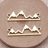 WYSIWYG 10pcs Charms 38x12mm Snow Mountain Connector Charms For Jewelry Making DIY Antique Silver Color Alloy Charms