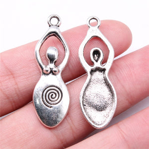 WYSIWYG 10pcs Charms 39x13mm Fertility Goddess Mother Charms For Jewelry Making Jewelry Findings Antique Silver Color Pendant EF3713