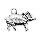 WYSIWYG 10pcs Charms 3D Pig 21x16mm Antique Bronze Silver Color Plated Pendants Making DIY Handmade Tibetan Silver Color Jewelry