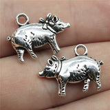 WYSIWYG 10pcs Charms 3D Pig 21x16mm Antique Bronze Silver Color Plated Pendants Making DIY Handmade Tibetan Silver Color Jewelry