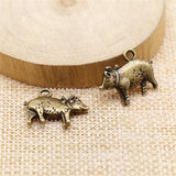 WYSIWYG 10pcs Charms 3D Pig 21x16mm Antique Bronze Silver Color Plated Pendants Making DIY Handmade Tibetan Silver Color Jewelry