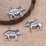 WYSIWYG 10pcs Charms 3D Pig 21x16mm Antique Bronze Silver Color Plated Pendants Making DIY Handmade Tibetan Silver Color Jewelry