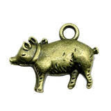 WYSIWYG 10pcs Charms 3D Pig 21x16mm Antique Bronze Silver Color Plated Pendants Making DIY Handmade Tibetan Silver Color Jewelry
