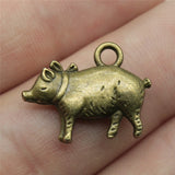 WYSIWYG 10pcs Charms 3D Pig 21x16mm Antique Bronze Silver Color Plated Pendants Making DIY Handmade Tibetan Silver Color Jewelry