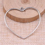 10pcs Charms 49x47mm Big Hollow Heart Charms For Jewelry Making DIY Jewelry Findings Antique Silver Color Alloy Pendant ef4459